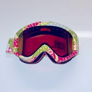 Women’s Pink and Lime Green Anon Ski Goggles with khaki detail. Worn once!